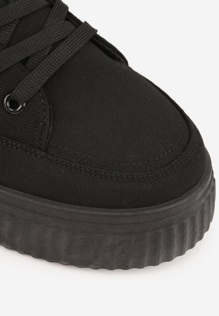 Czarne Chunky Sneakersy na Tłoczonej Platformie Trianne