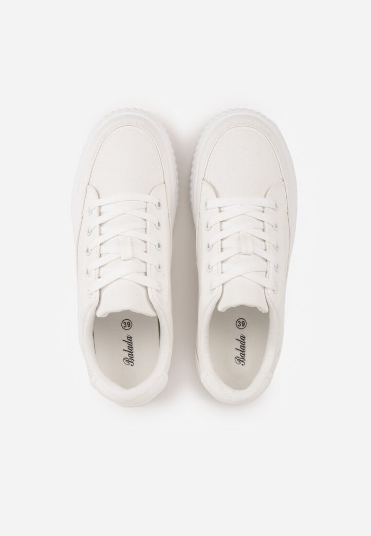 Białe Chunky Sneakersy na Tłoczonej Platformie Trianne