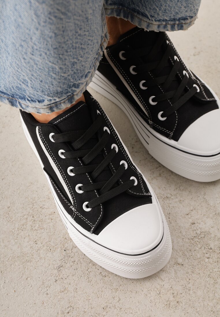 Czarne Trampki o Klasycznym Fasonie na Platformie Opheme