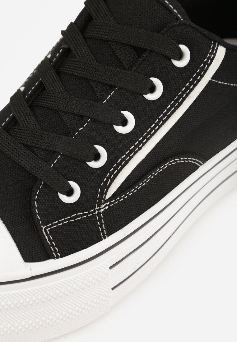 Czarne Trampki o Klasycznym Fasonie na Platformie Opheme