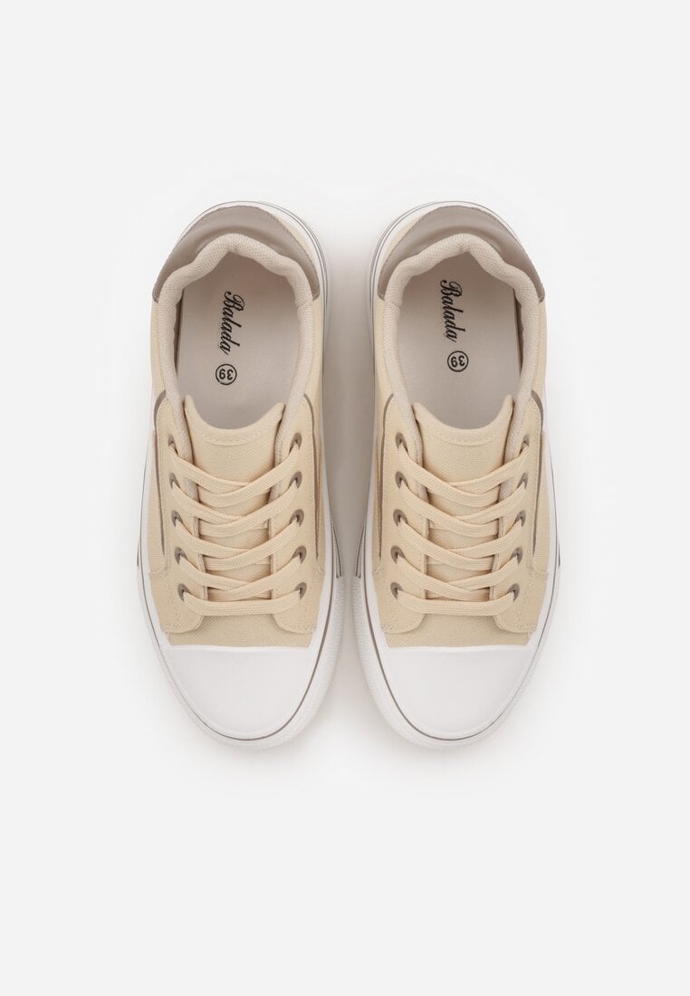 Beżowe Trampki o Klasycznym Fasonie na Platformie Opheme
