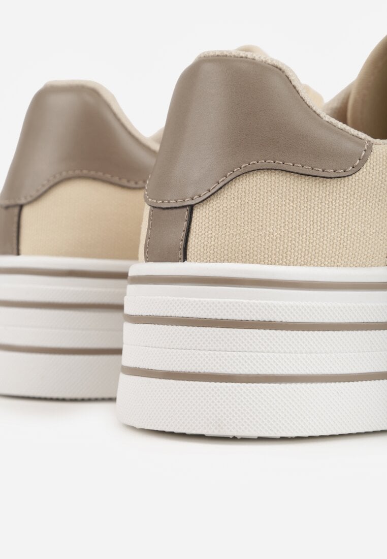 Beżowe Trampki o Klasycznym Fasonie na Platformie Opheme