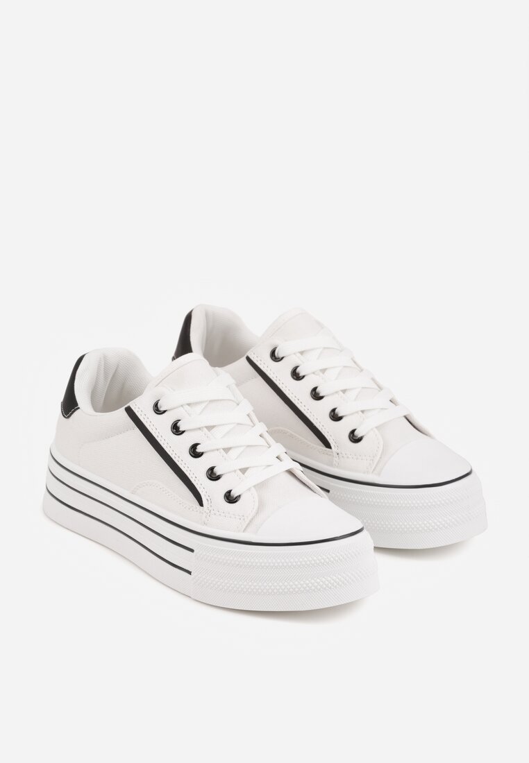 Biało-Czarne Trampki o Klasycznym Fasonie na Platformie Opheme