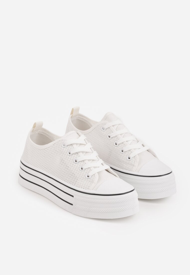 Białe Plecione Trampki na Platformie Irivana