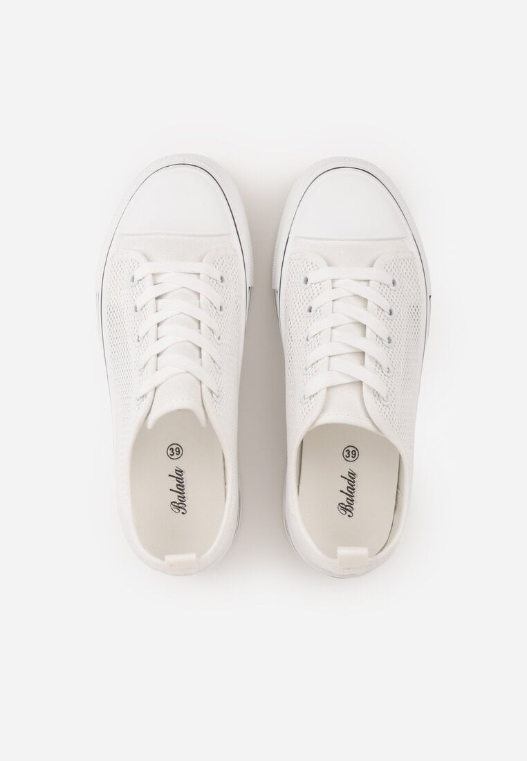 Białe Plecione Trampki na Platformie Irivana