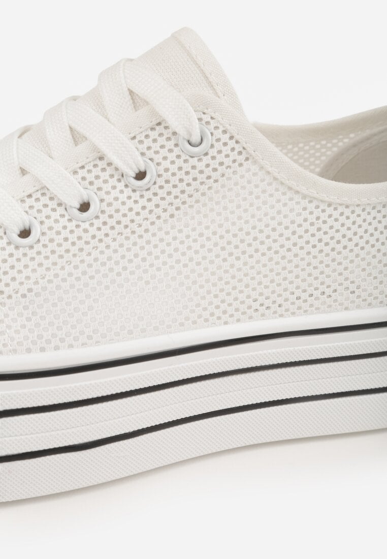 Białe Plecione Trampki na Platformie Irivana