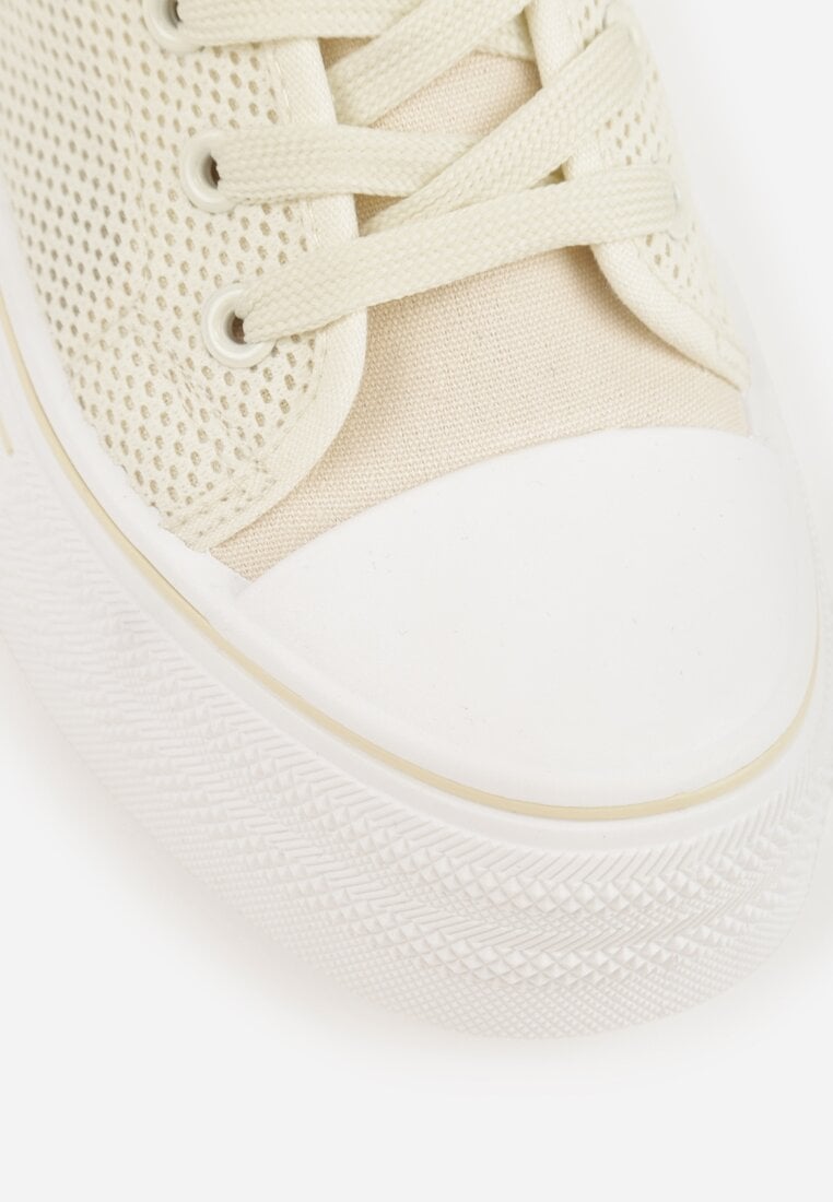 Beżowe Plecione Trampki na Platformie Irivana