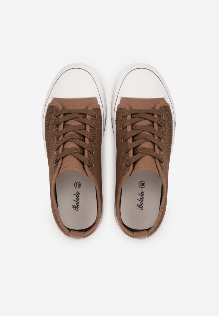 Brązowe Plecione Trampki na Platformie Irivana