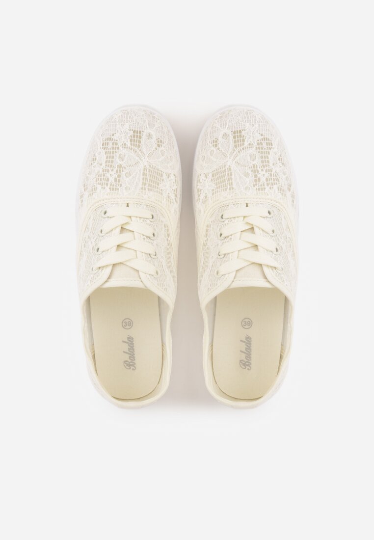 Beżowe Koronkowe Tenisówki Taralita