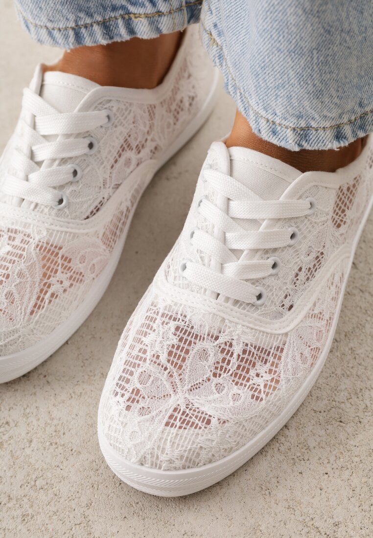 Białe Koronkowe Tenisówki Taralita