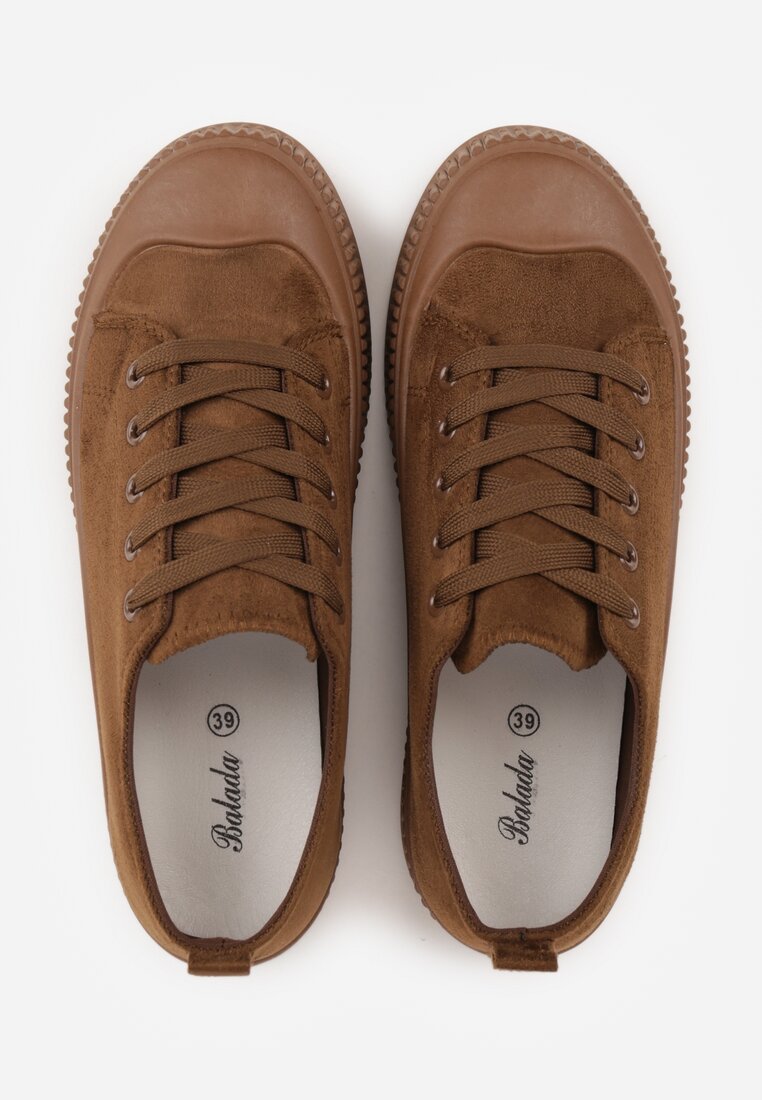 Brązowe Trampki z Imitacji Zamszu na Żłobionej Podeszwie Nivenatia