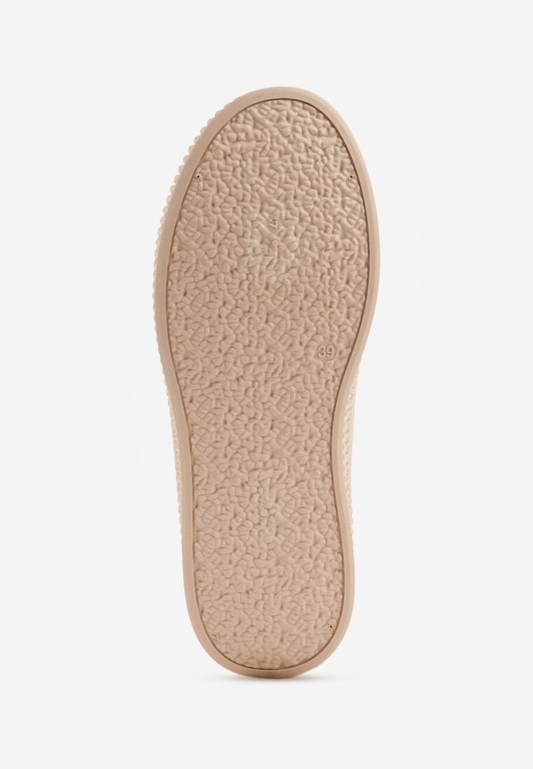 Beżowe Trampki z Imitacji Zamszu na Żłobionej Podeszwie Nivenatia