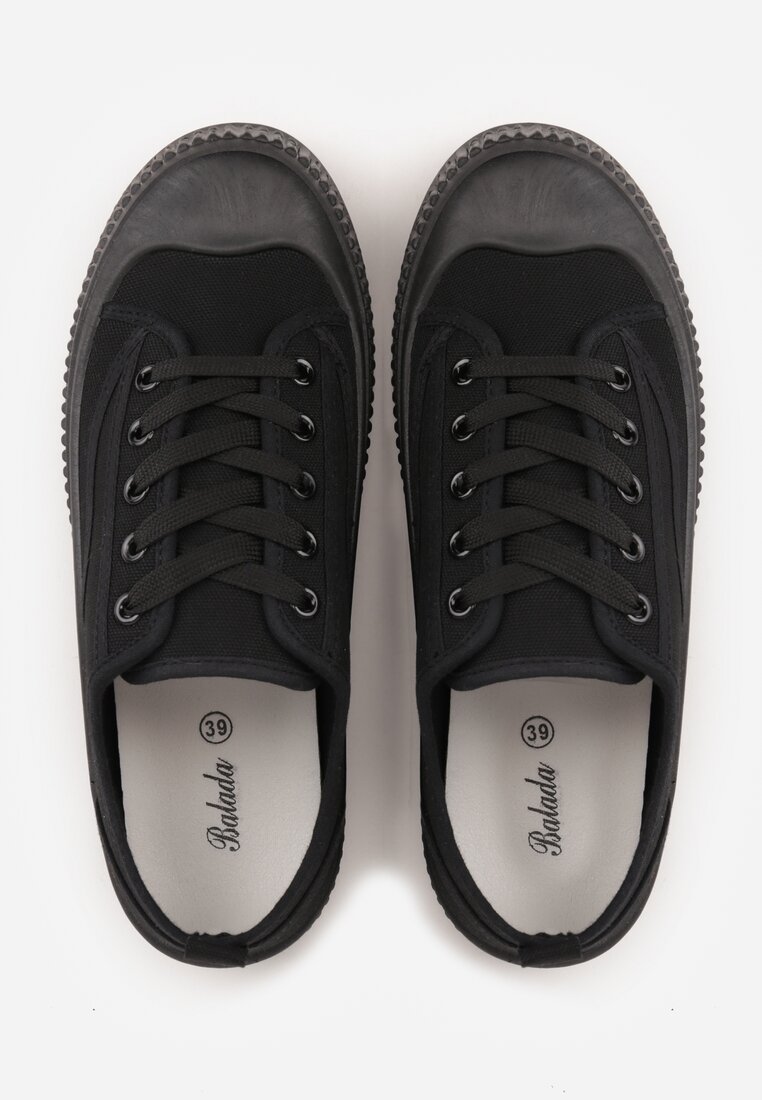 Czarne Klasyczne Trampki na Żłobionej Podeszwie Levanatia