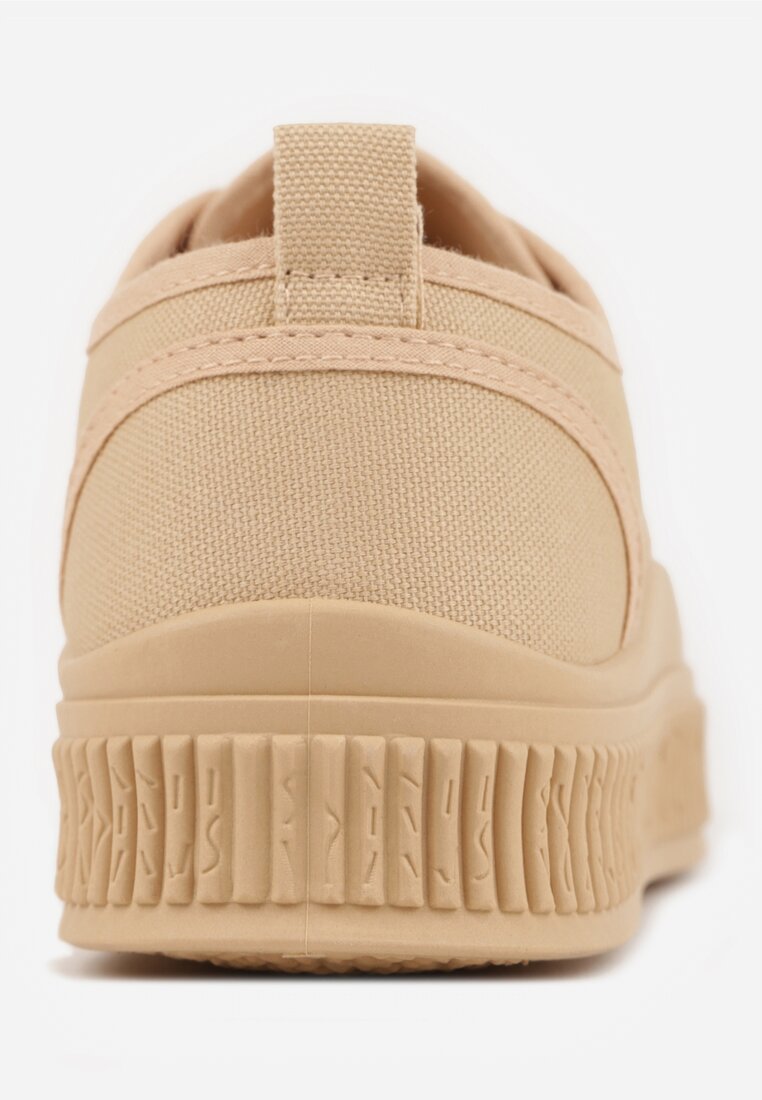 Ciemnobeżowe Klasyczne Trampki na Żłobionej Podeszwie Levanatia