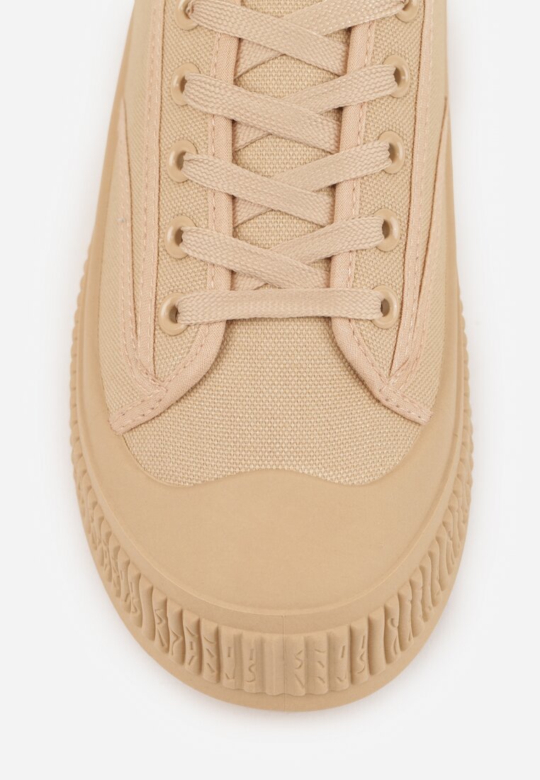 Ciemnobeżowe Klasyczne Trampki na Żłobionej Podeszwie Levanatia