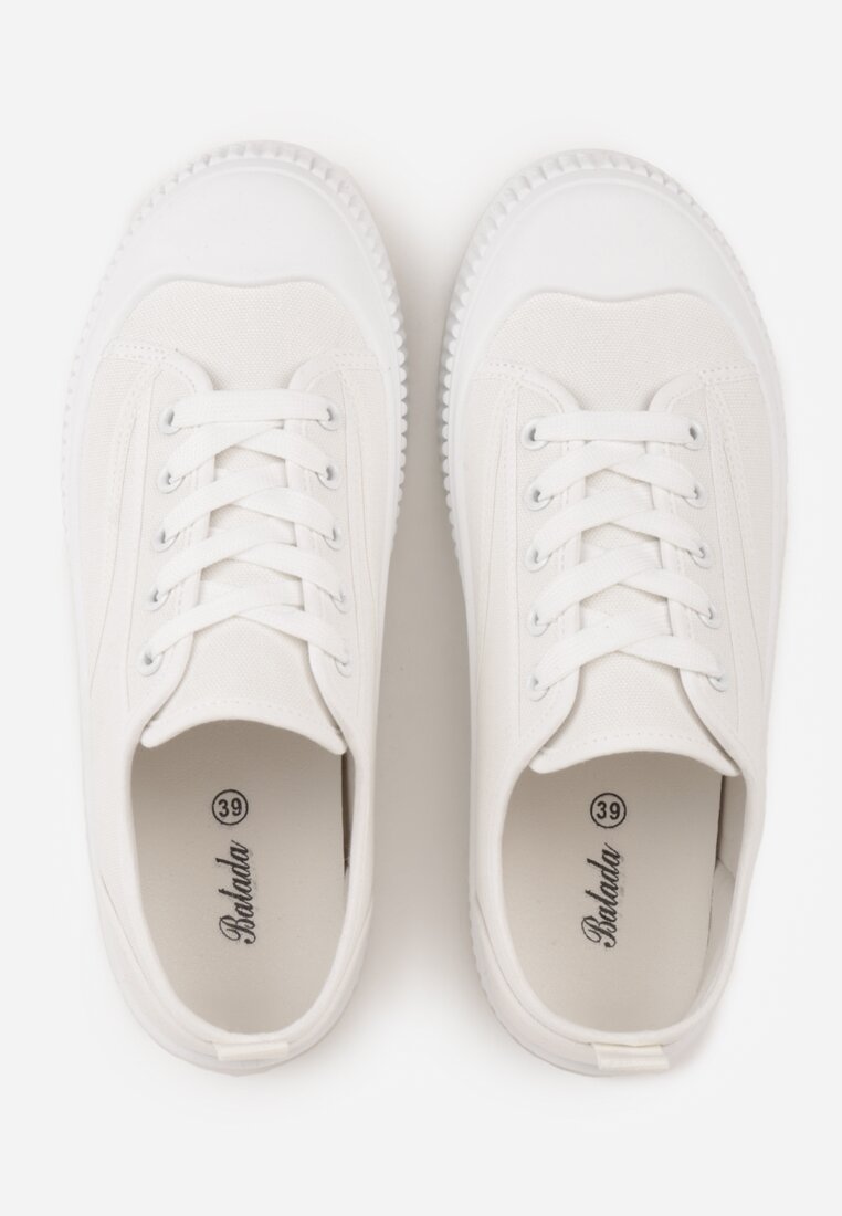 Białe Klasyczne Trampki na Żłobionej Podeszwie Levanatia