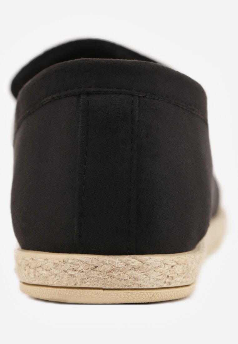Czarne Mokasyny z Plecionką w Stylu Boho Galenatea