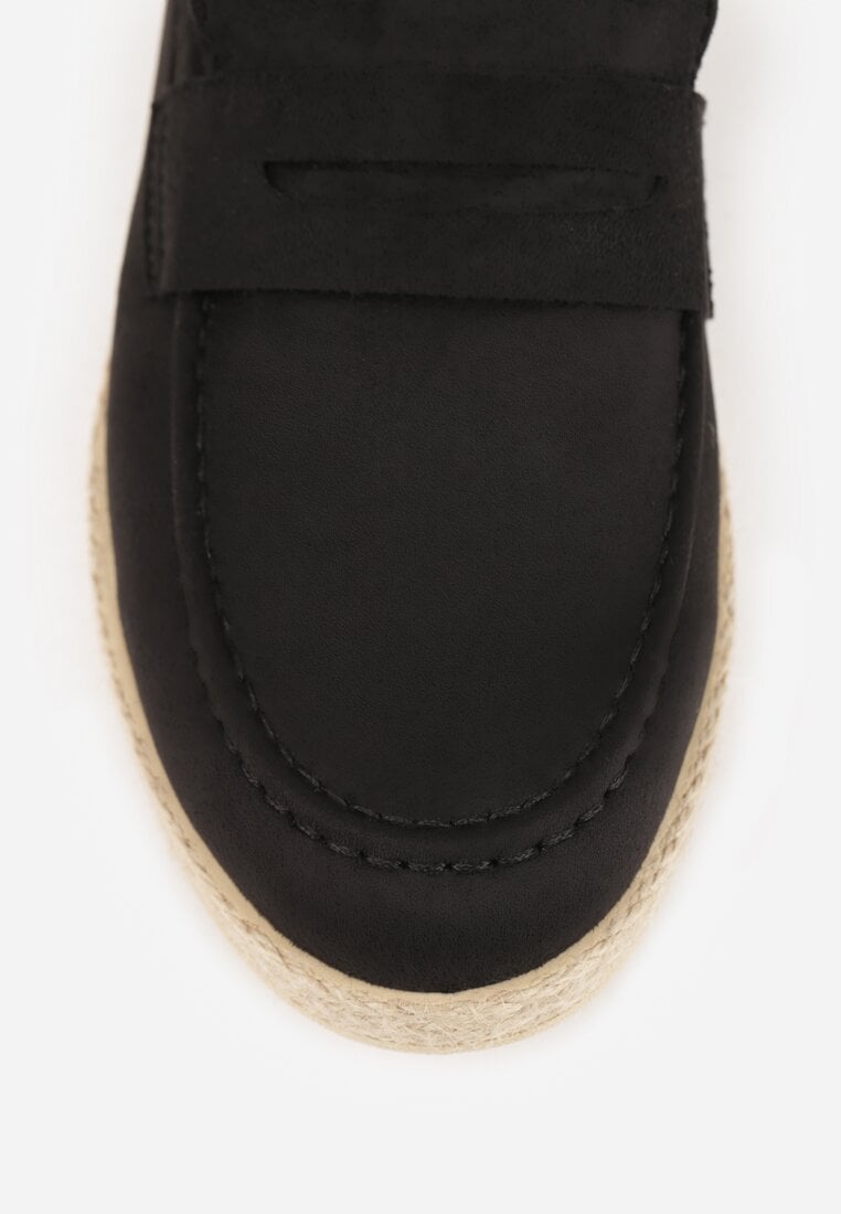 Czarne Mokasyny z Plecionką w Stylu Boho Galenatea