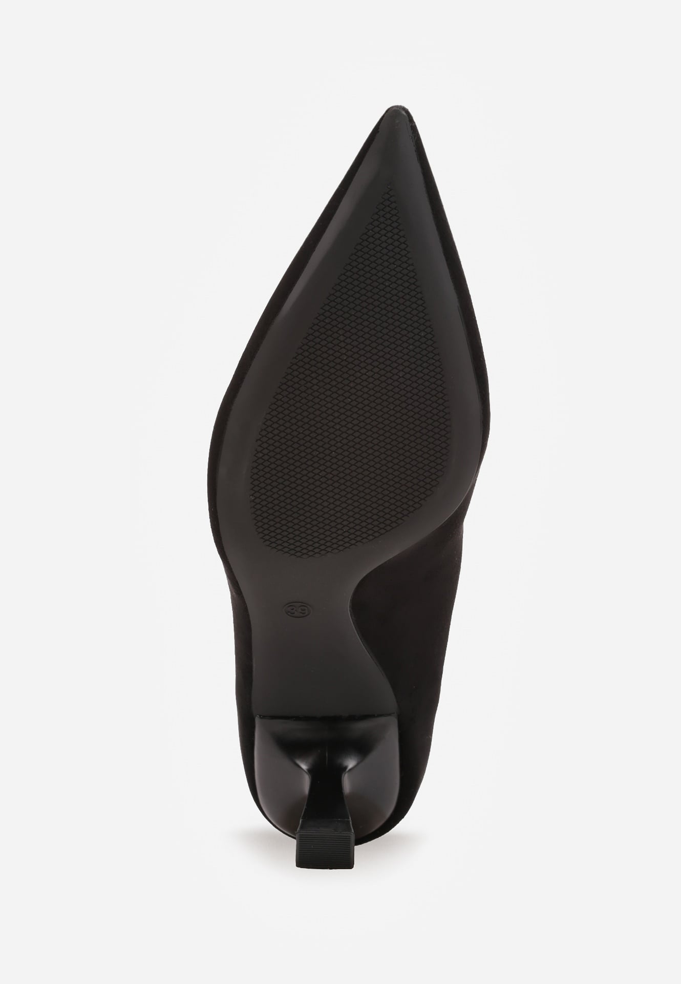 Czarne Czółenka VICES na Obcasie Kaczuszka z Aplikacją w Kształcie Trójkąta Ilereisis