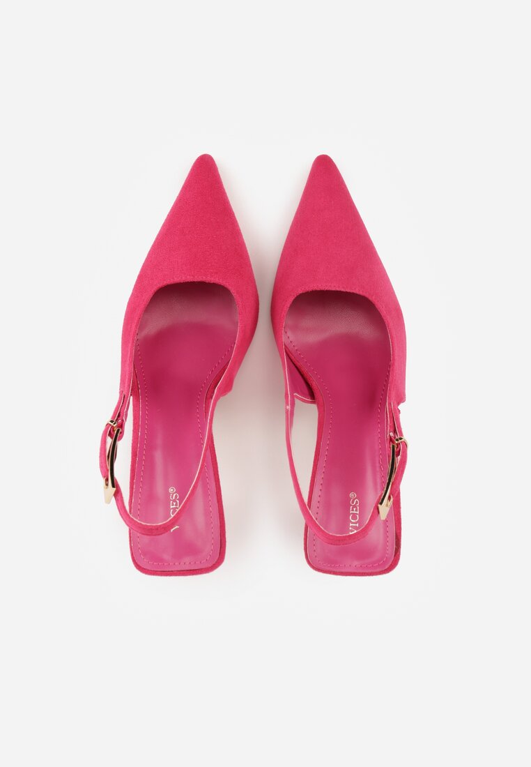 Fuksjowe Szpilki Slingback VICES z Imitacji Zamszu z Prostokątną Klamerką Natuma