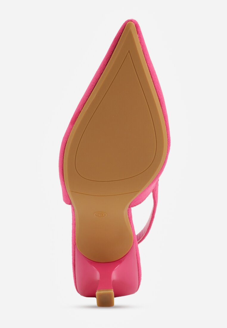 Fuksjowe Szpilki Slingback VICES z Imitacji Zamszu z Prostokątną Klamerką Natuma