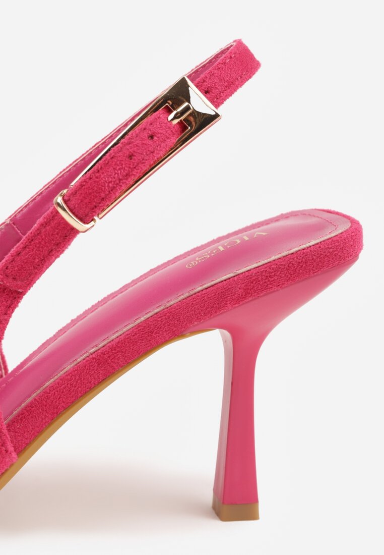 Fuksjowe Szpilki Slingback VICES z Imitacji Zamszu z Prostokątną Klamerką Natuma