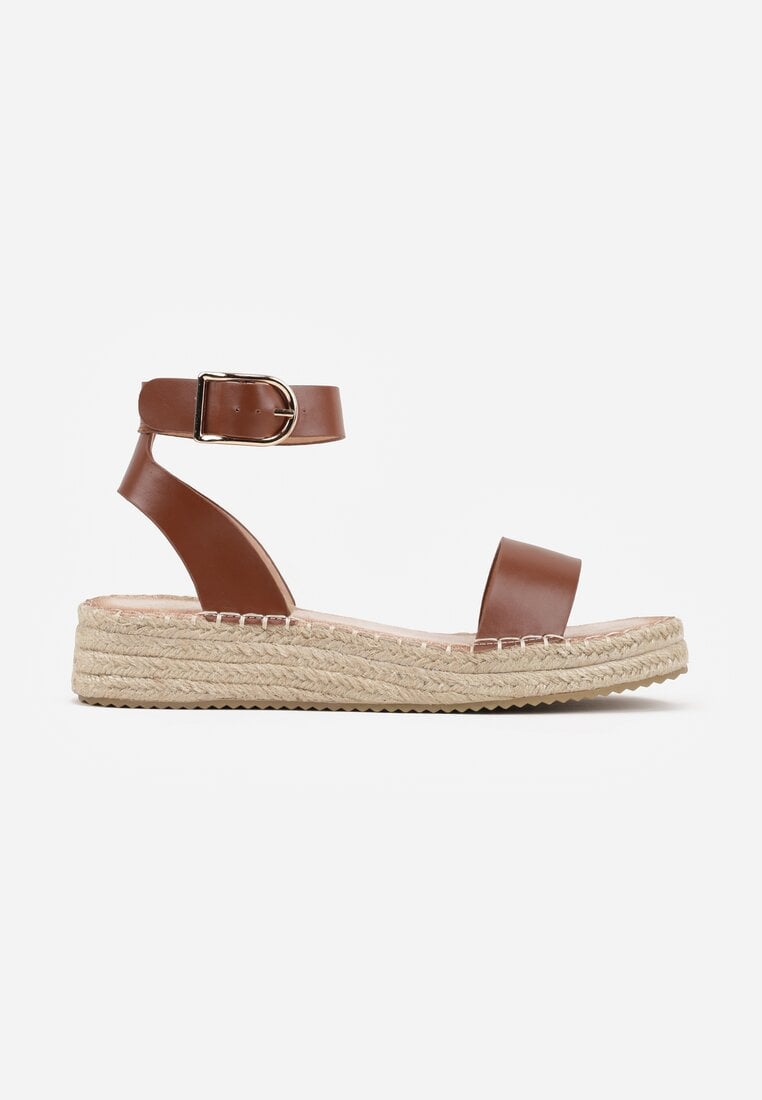 Brązowe Sandały VICES na Platformie z Plecionki z Szerokim Paskiem z Klamrą Jurelle