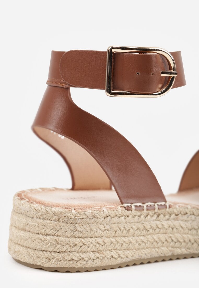 Brązowe Sandały VICES na Platformie z Plecionki z Szerokim Paskiem z Klamrą Jurelle