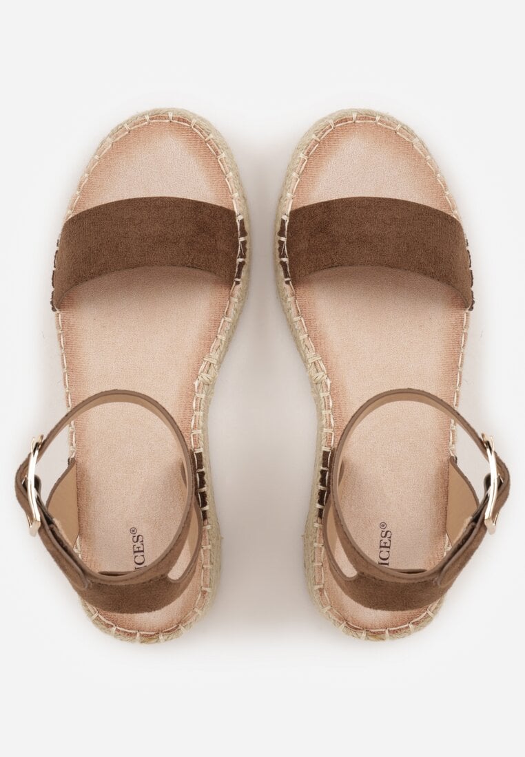 Brązowe Sandały VICES na Plecionej Platformie z Paskiem Wokół Kostki Daphelsa