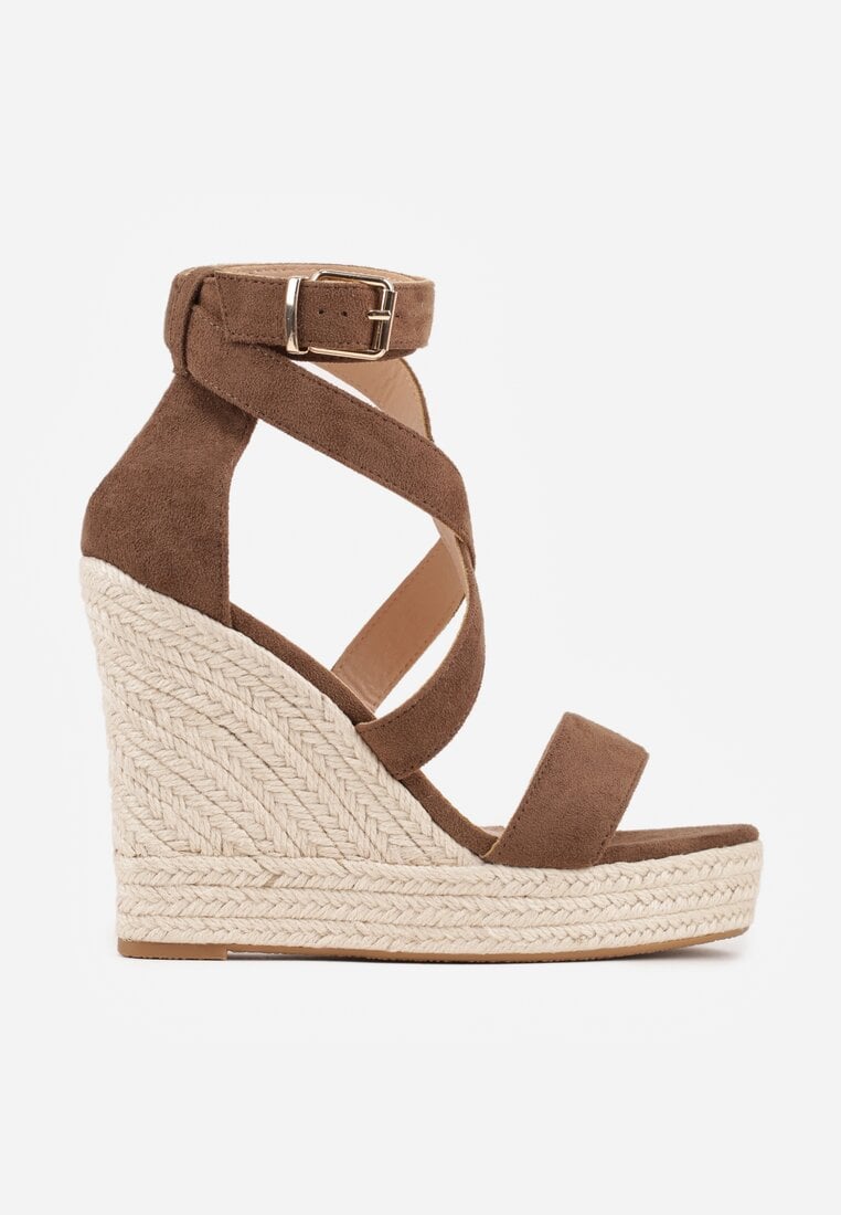 Brązowe Sandały VICES na Platformie i Koturnie z Plecionką w Stylu Boho Elikea
