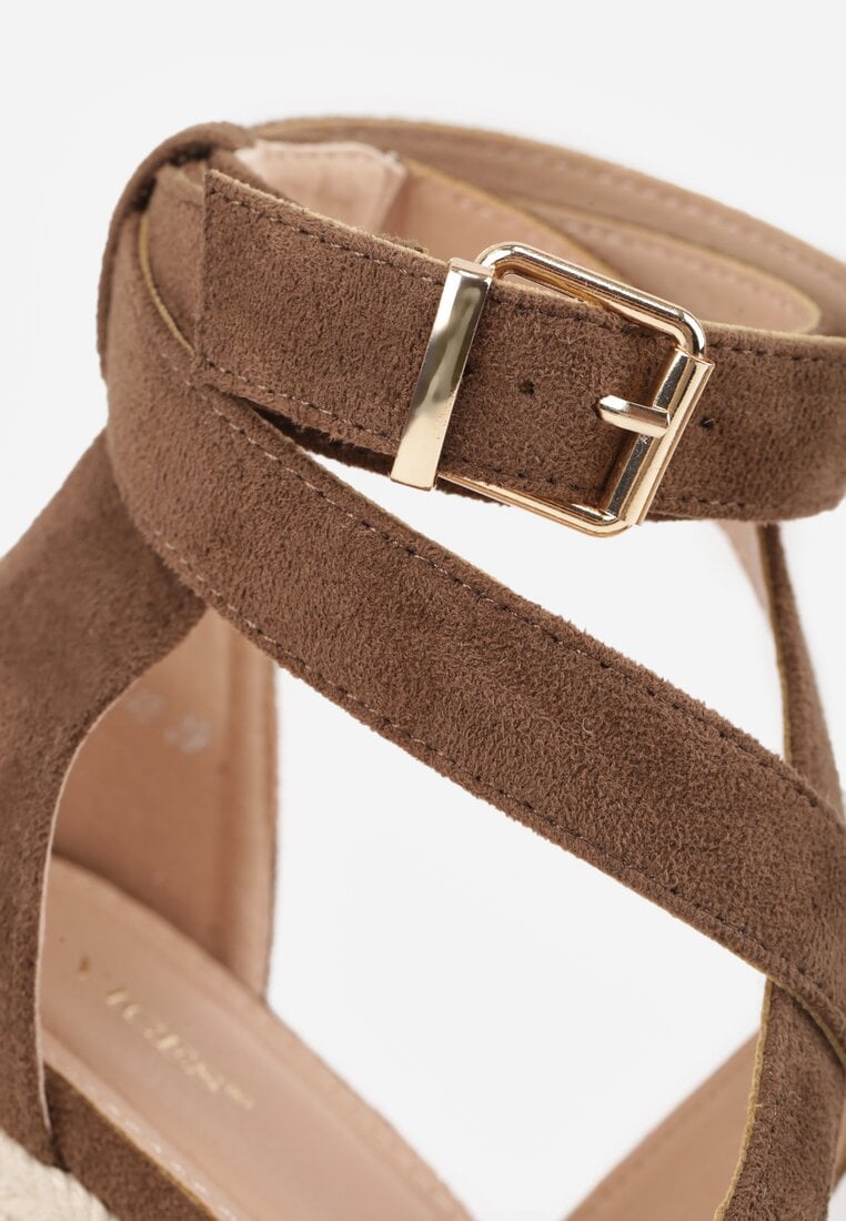 Brązowe Sandały VICES na Platformie i Koturnie z Plecionką w Stylu Boho Elikea