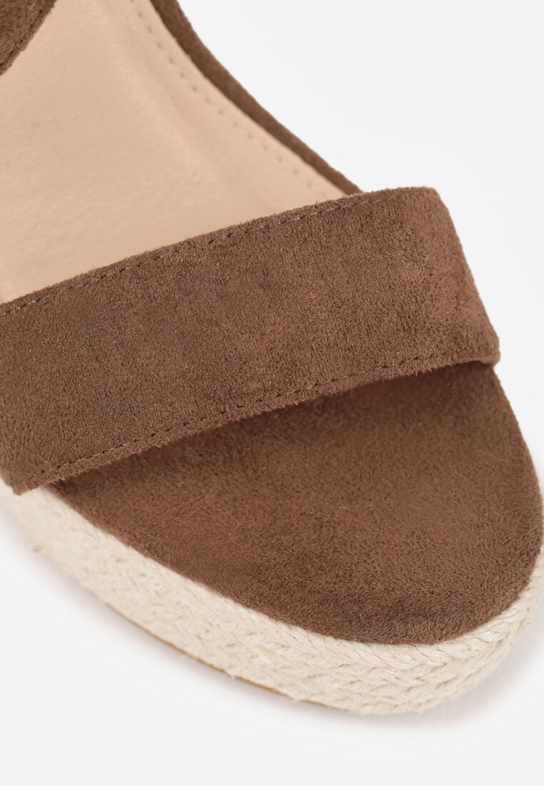 Brązowe Sandały VICES na Platformie i Koturnie z Plecionką w Stylu Boho Elikea