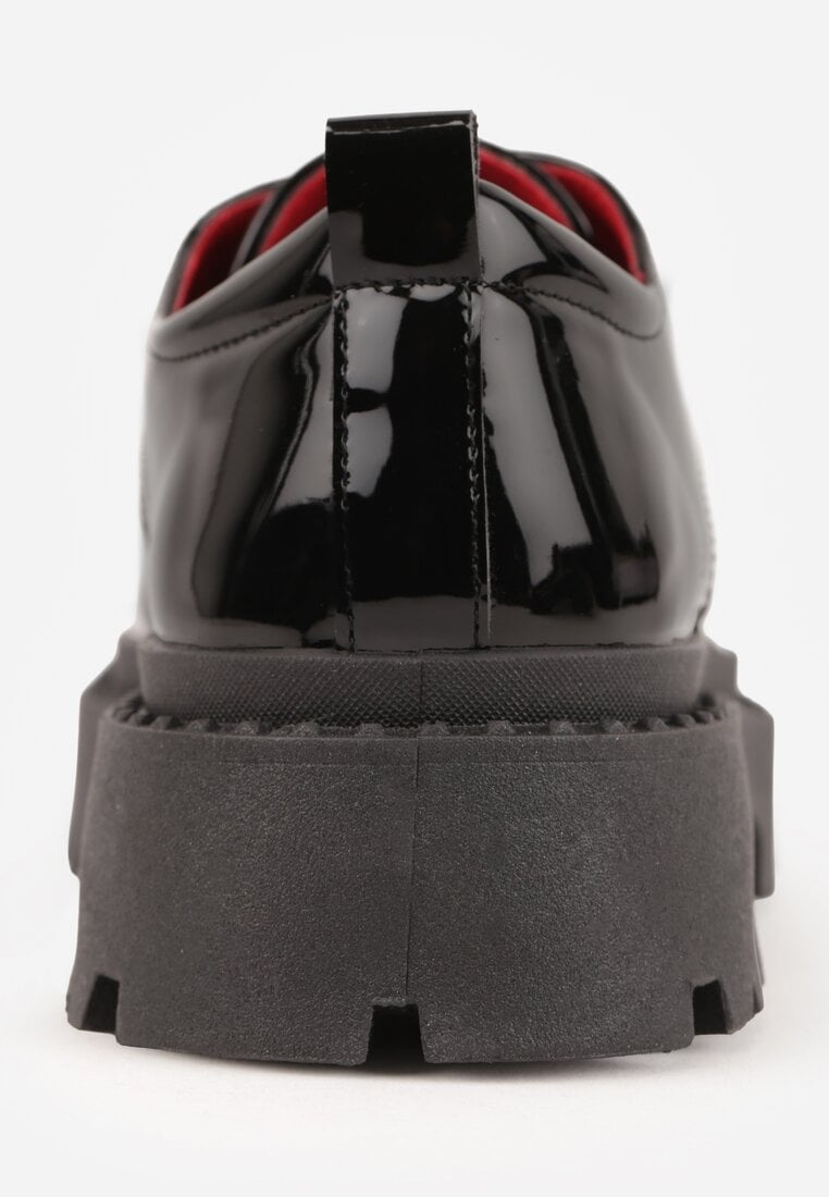 Czarno-Czerwone Eleganckie Półbuty Oksfordki VICES ze Sznurowaniem i Platformą Anatala