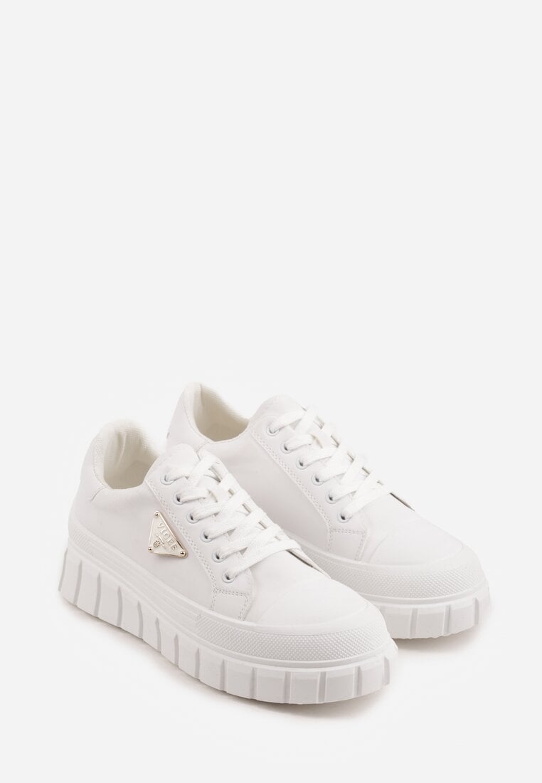 Białe Sneakersy VICES na Tłoczonej Podeszwie w Stylu Chunky Myninis