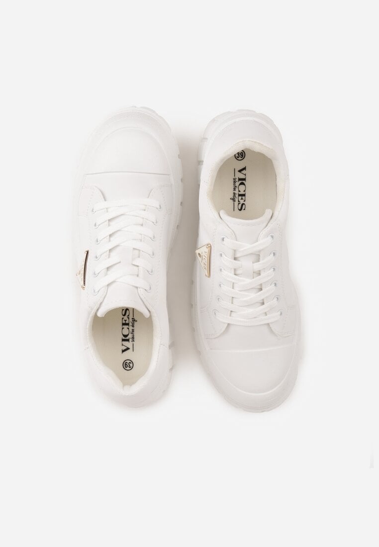 Białe Sneakersy VICES na Tłoczonej Podeszwie w Stylu Chunky Myninis