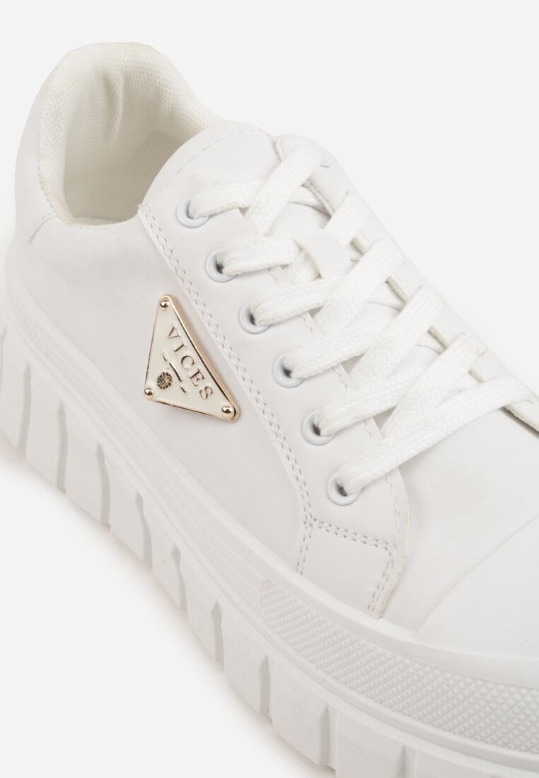 Białe Sneakersy VICES na Tłoczonej Podeszwie w Stylu Chunky Myninis