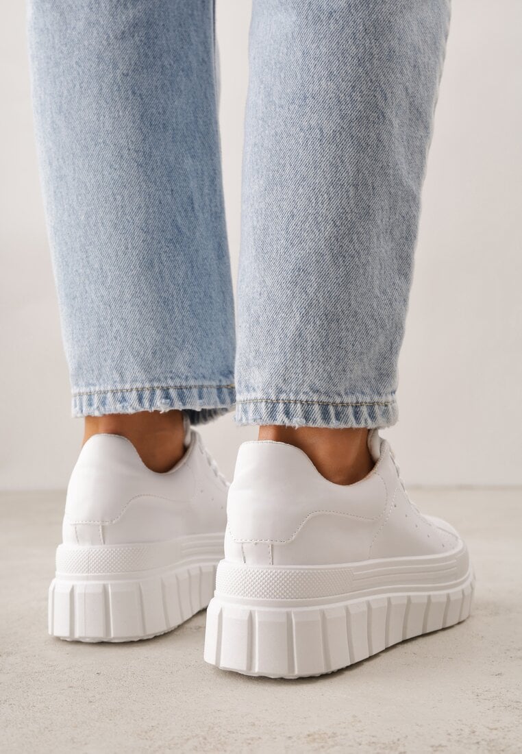 Białe Sneakersy VICES na Platformie w Stylu Chunky z Perforacją Hypsyllis