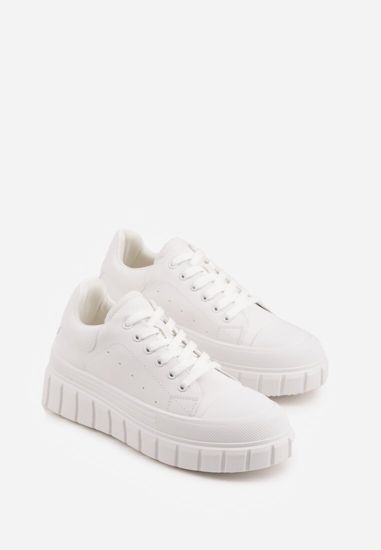 Białe Sneakersy VICES na Platformie w Stylu Chunky z Perforacją Hypsyllis