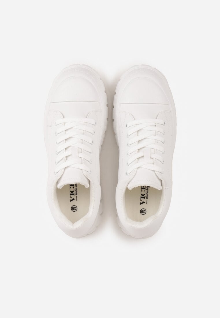 Białe Sneakersy VICES na Platformie w Stylu Chunky z Perforacją Hypsyllis
