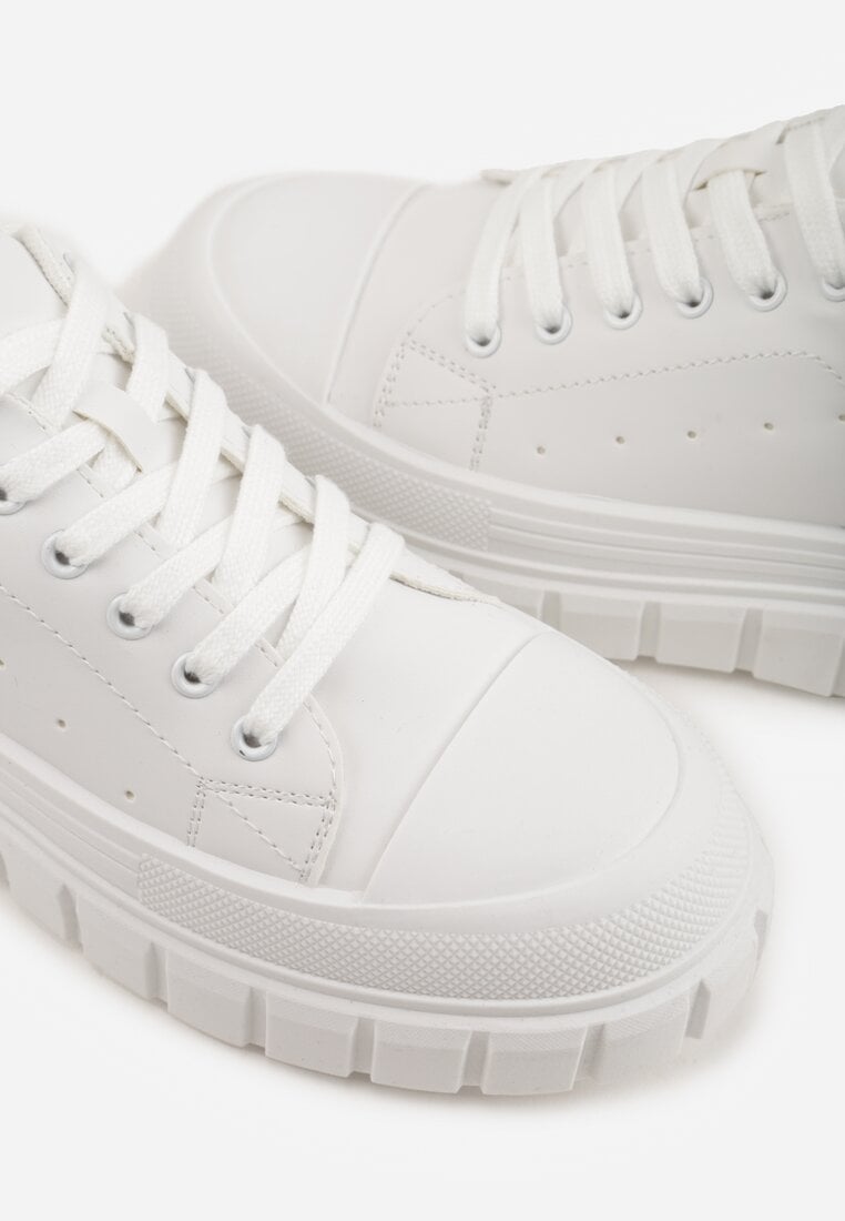 Białe Sneakersy VICES na Platformie w Stylu Chunky z Perforacją Hypsyllis
