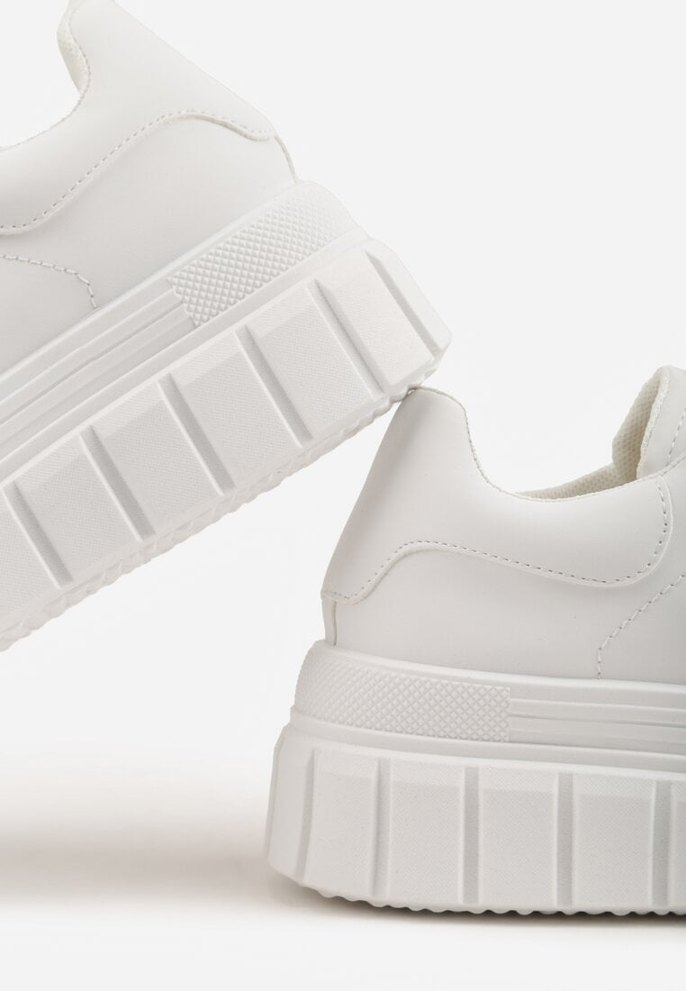 Białe Sneakersy VICES na Platformie w Stylu Chunky z Perforacją Hypsyllis
