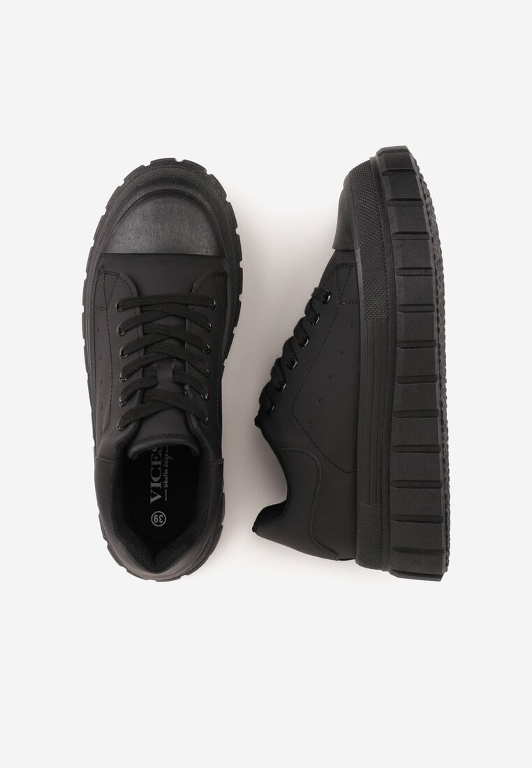 Czarne Sneakersy VICES na Platformie w Stylu Chunky z Perforacją Hypsyllis