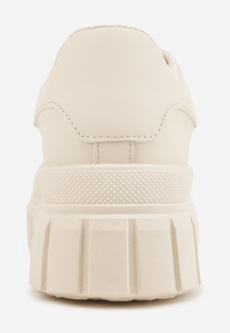 Beżowe Sneakersy VICES na Platformie w Stylu Chunky z Perforacją Hypsyllis