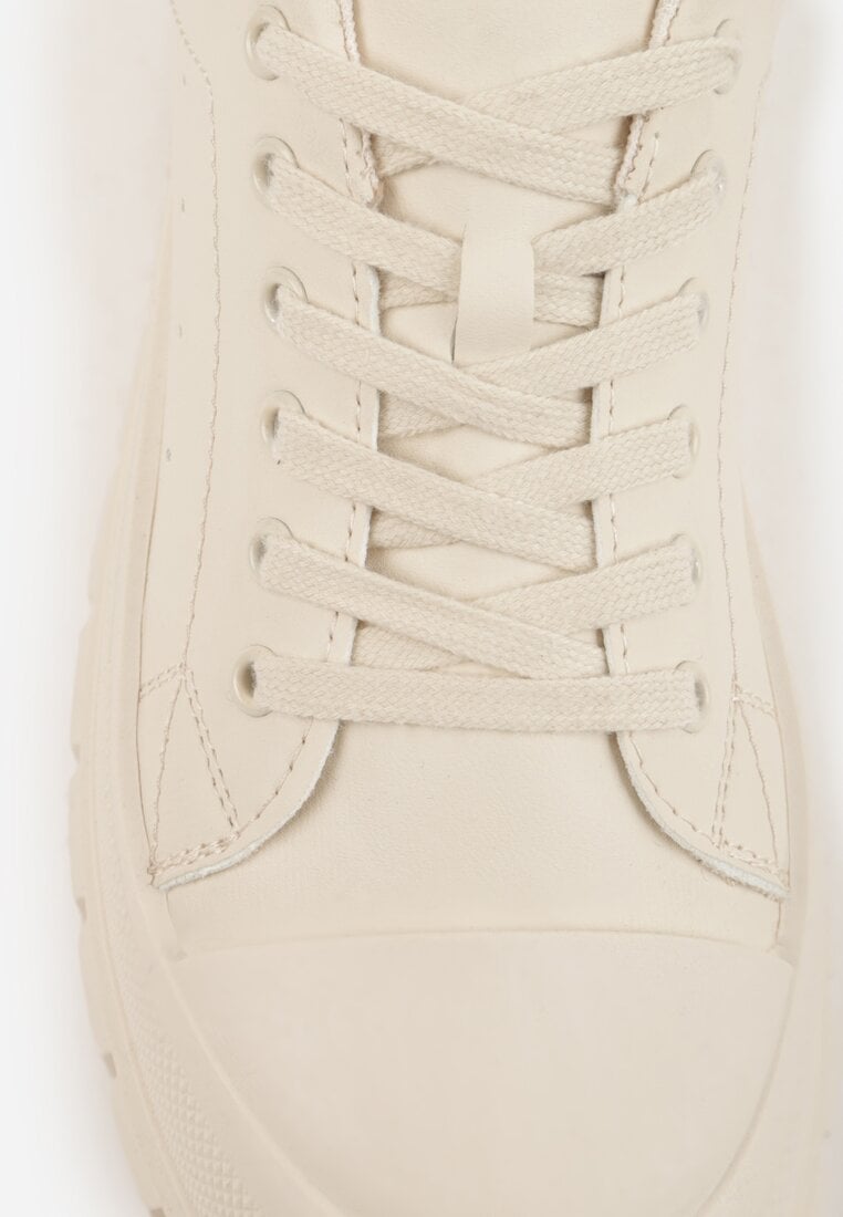 Beżowe Sneakersy VICES na Platformie w Stylu Chunky z Perforacją Hypsyllis