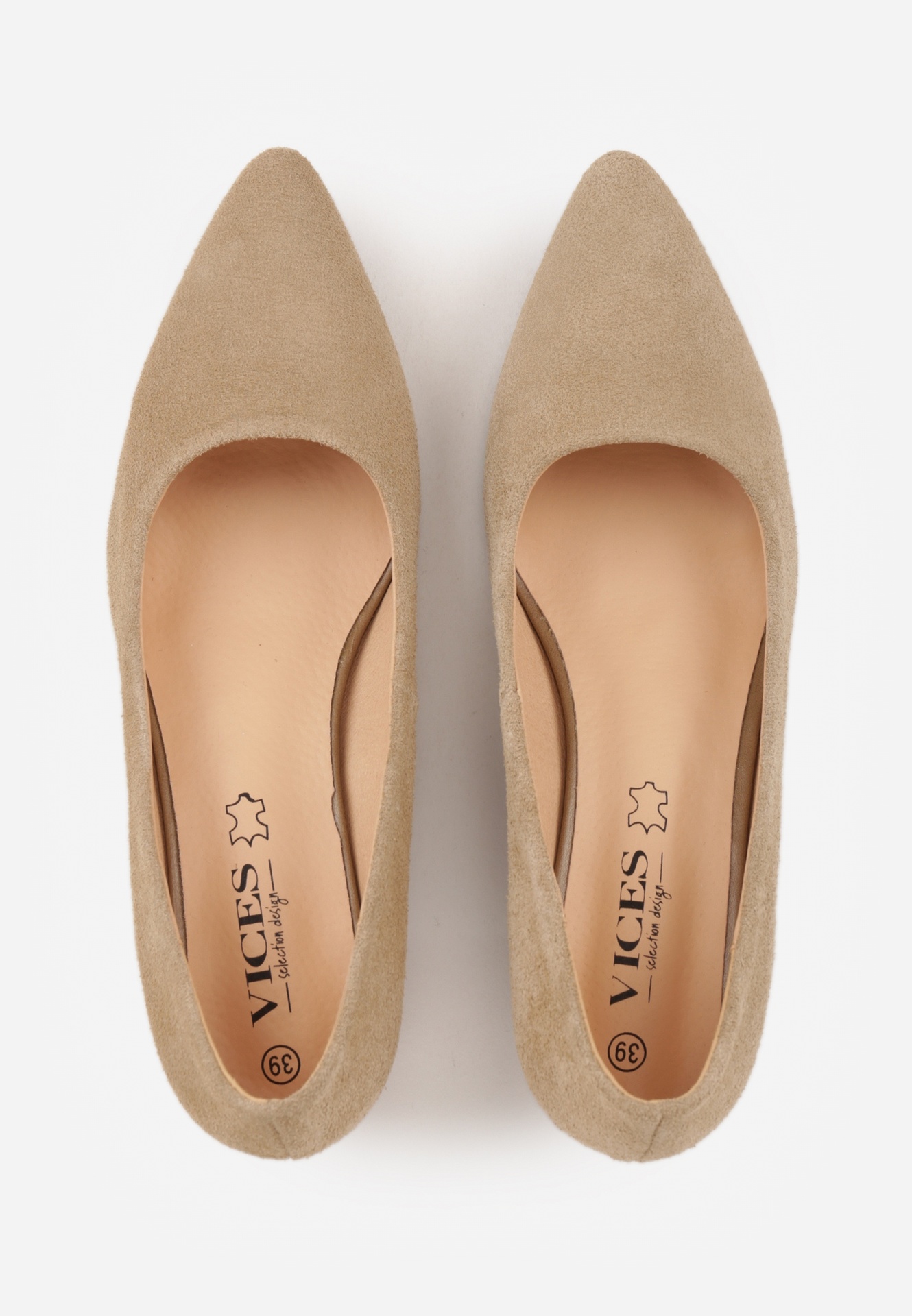 Ciemnobeżowe Czółenka VICES ze Skóry Naturalnej na Słupku Avanah