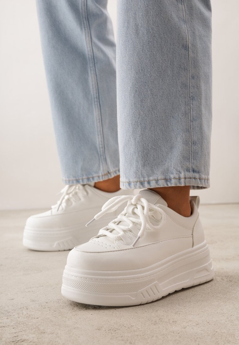 Białe Chunky Sneakersy VICES na Platformie Azilera