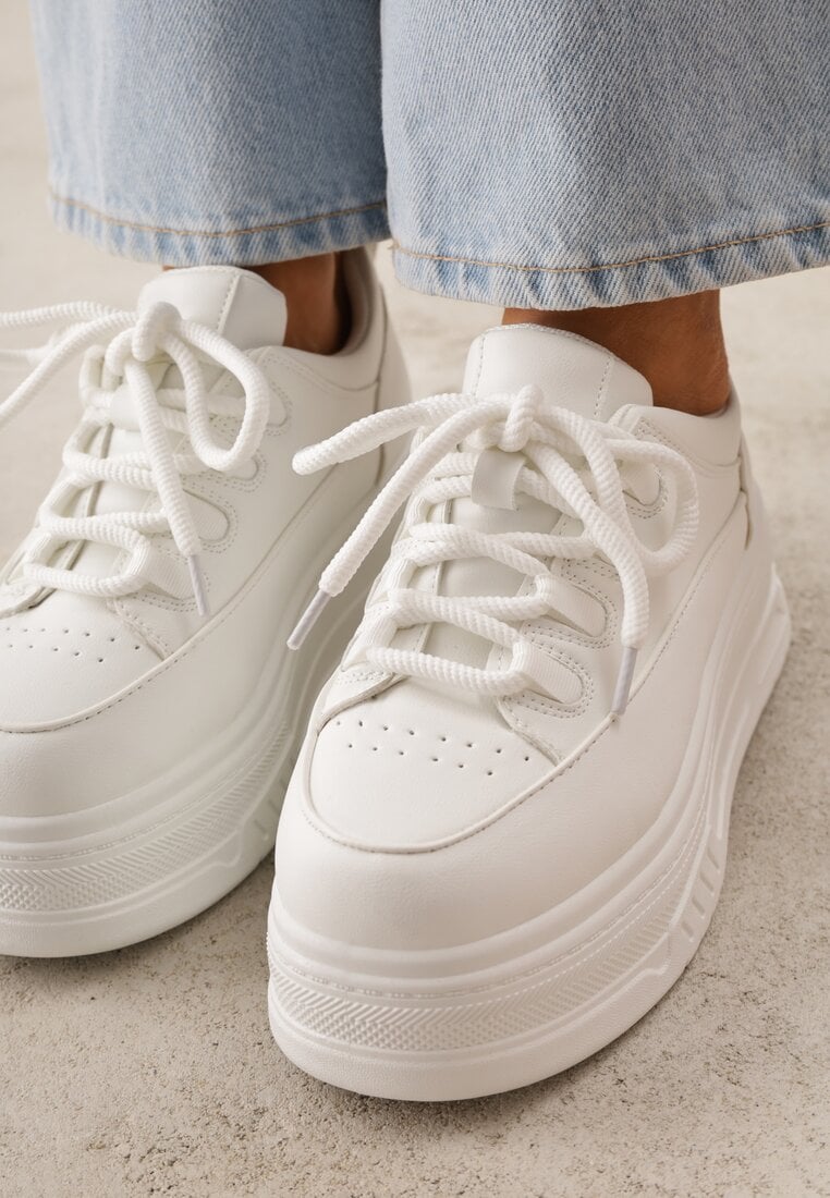Białe Chunky Sneakersy VICES na Platformie Azilera
