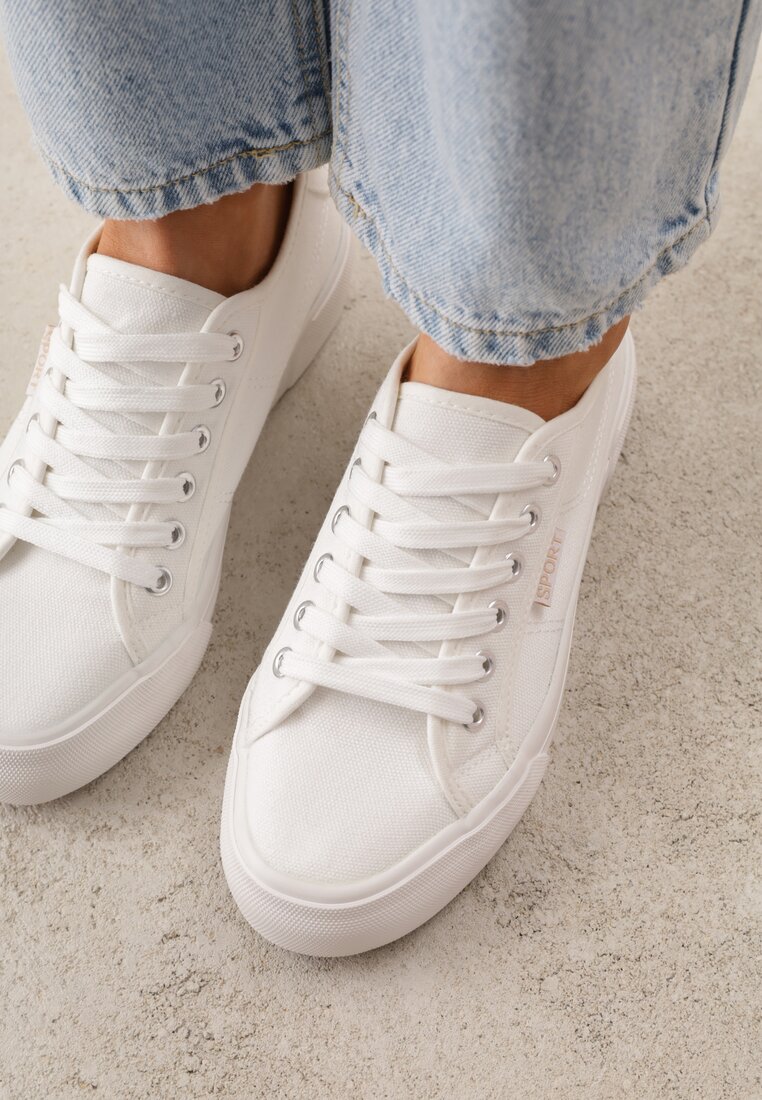 Białe Trampki VICES z Napisem Rioselle