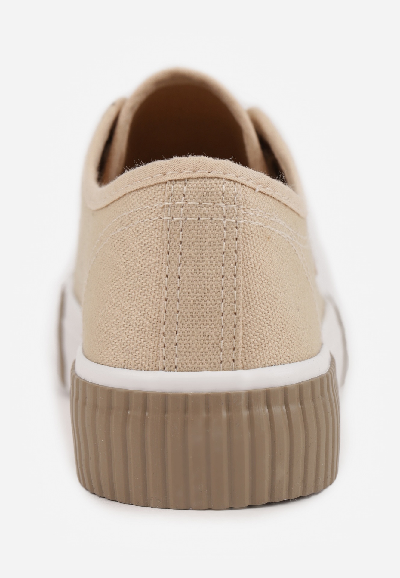 Beżowe Trampki VICES na Żłobionej Platformie Zdobione Trójkątną Aplikacją Lorerina