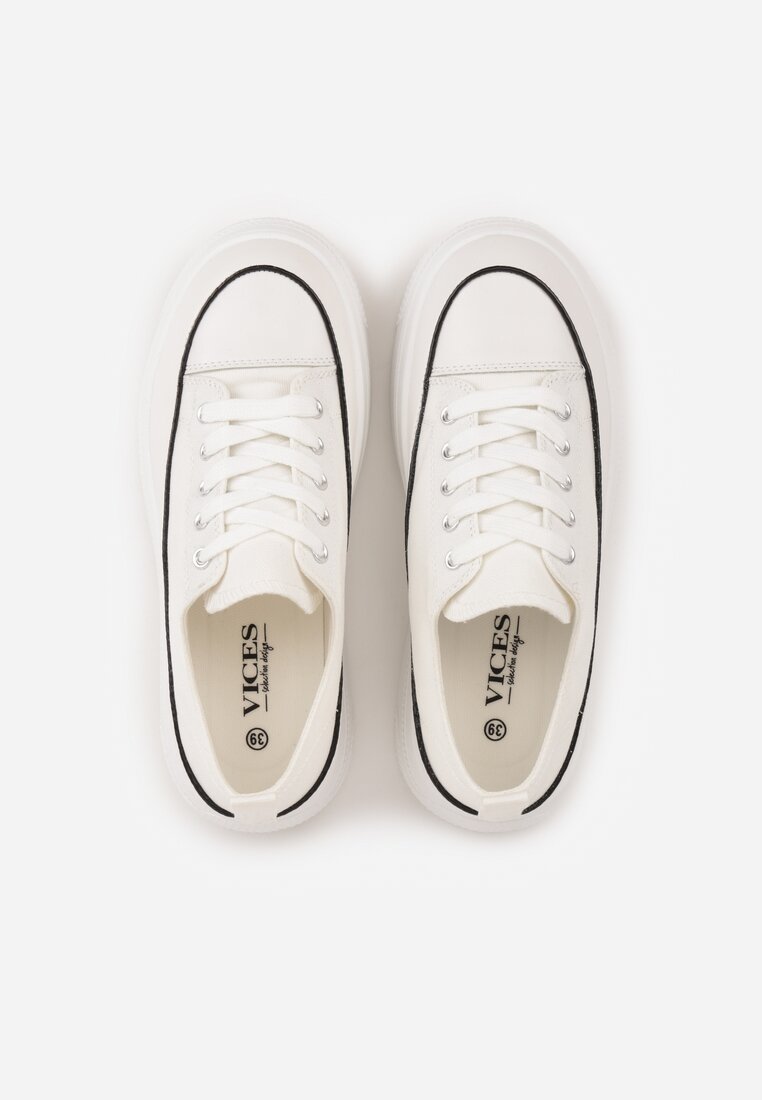 Białe Trampki VICES na Platformie z Ozdobnym Paskiem Wokół Podeszwy Rionira